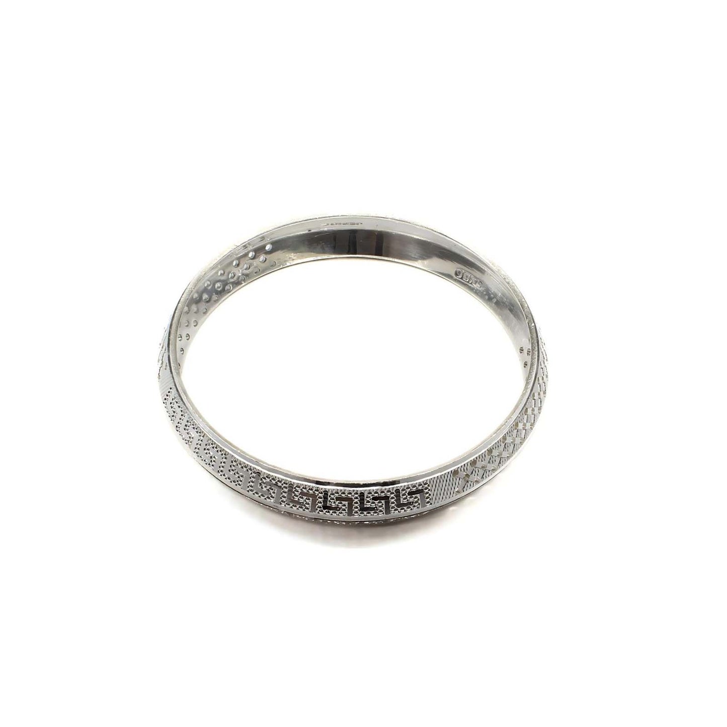 Real Silver Men's Bangle with a unique pattern engraved on it