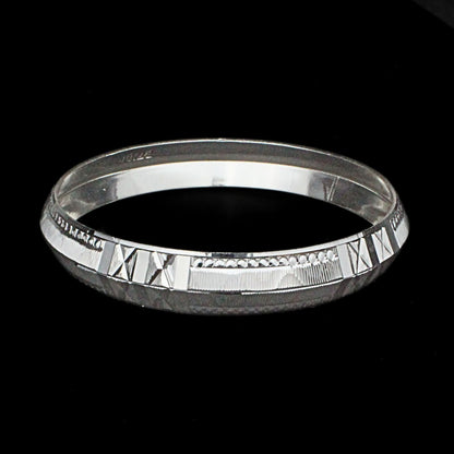 Punjab made Real Silver Kada for men with dotted engraving and cross pattern