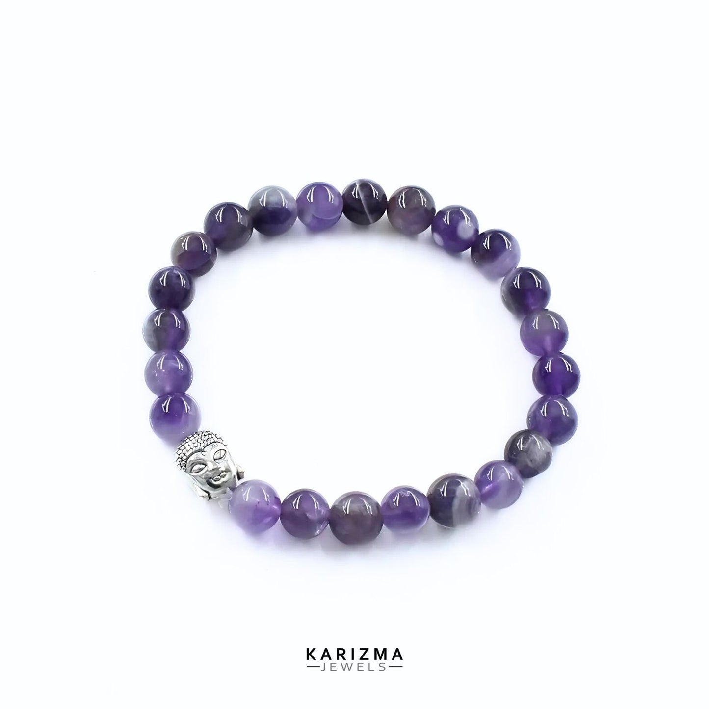 Natural Purple Amethyst stones With Buddha Face Reiki Healing Meditation and Protections Crystal Beads Bracelet