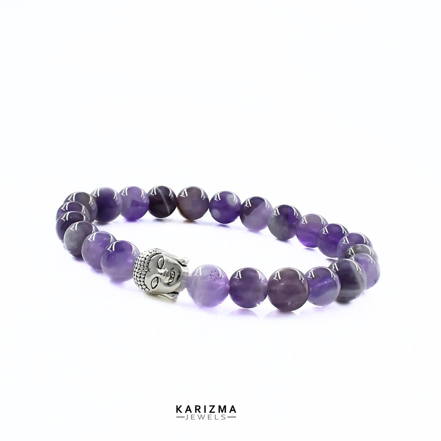 Natural Purple Amethyst stones With Buddha Face Reiki Healing Meditation and Protections Crystal Beads Bracelet