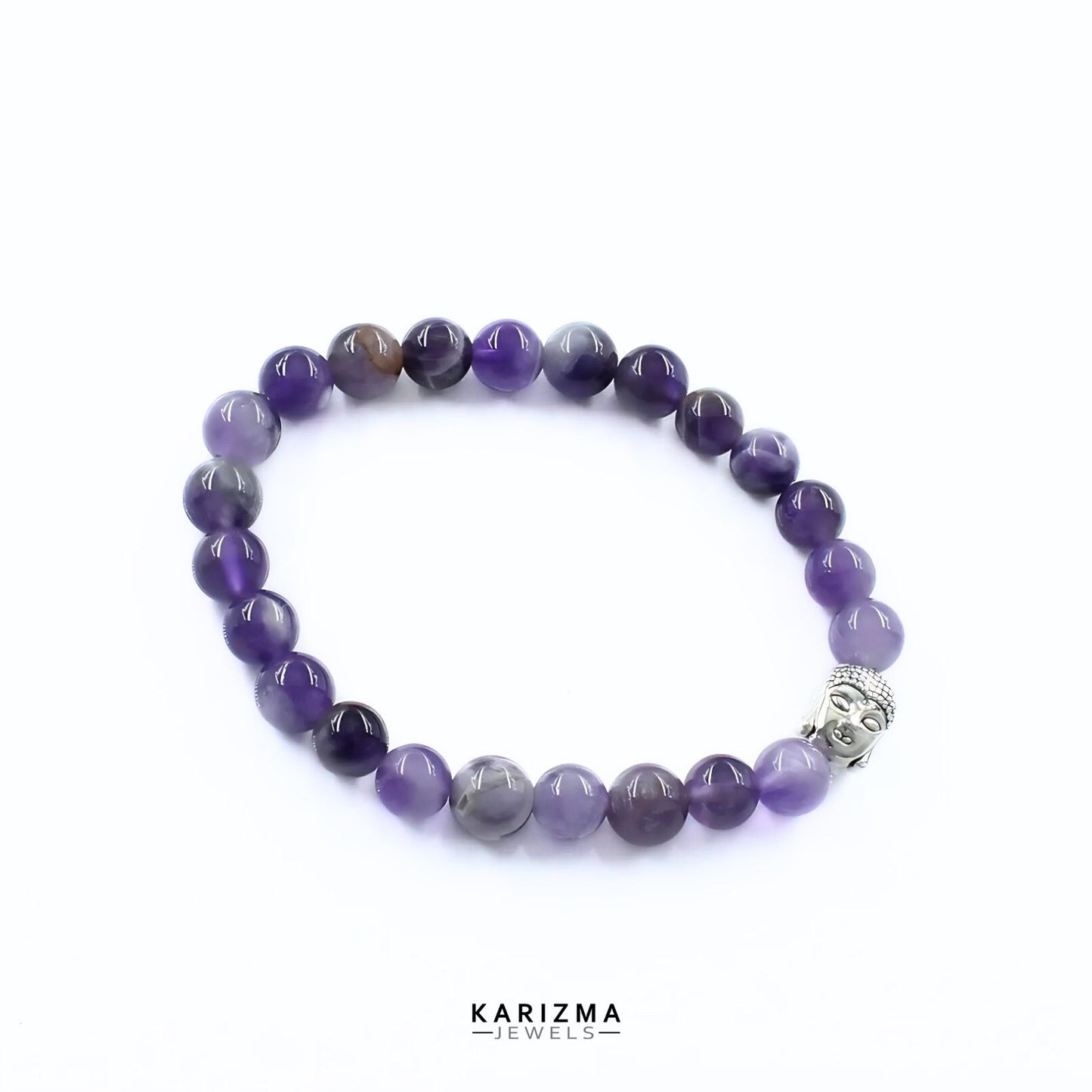 Natural Purple Amethyst stones With Buddha Face Reiki Healing Meditation and Protections Crystal Beads Bracelet