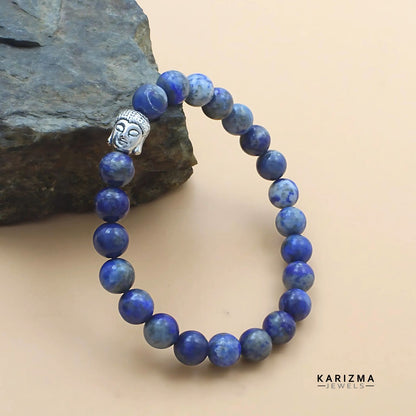 Natural Lapis stones With Buddha Face Reiki Healing Meditation and Protections Crysta Beads Wrist Bracelet