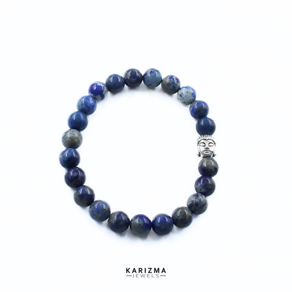 Natural Lapis stones With Buddha Face Reiki Healing Meditation and Protections Crysta Beads Wrist Bracelet