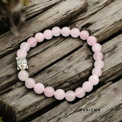 Rose Quartz Gemstone Buddha Face Reiki Healing Meditation and Protections Crysta Beads Bracelet