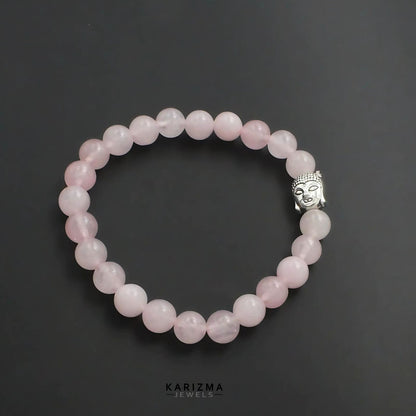 Rose Quartz Gemstone Buddha Face Reiki Healing Meditation and Protections Crysta Beads Bracelet