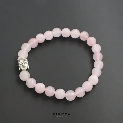 Rose Quartz Gemstone Buddha Face Reiki Healing Meditation and Protections Crysta Beads Bracelet