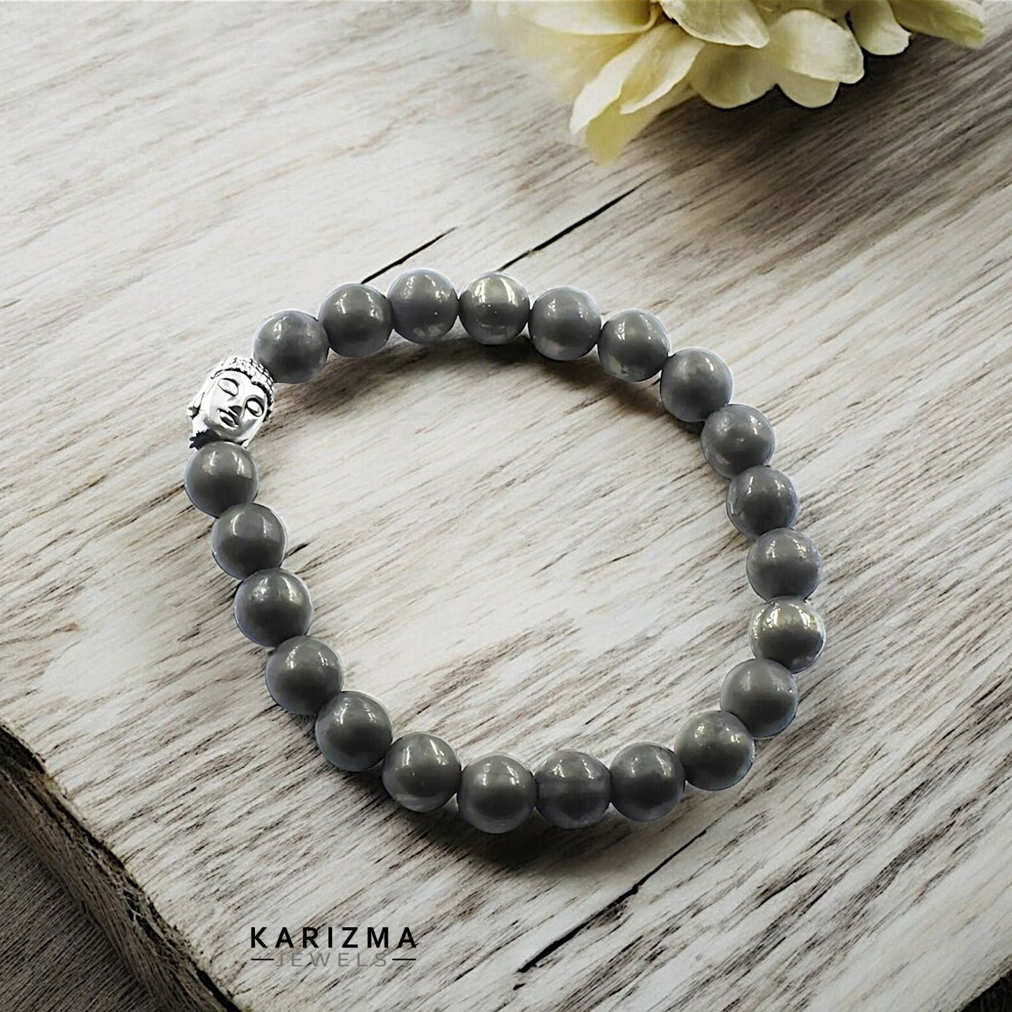 Reiki Crystal Products Pyrite Beads Buddha Face Bracelet for Men and Women