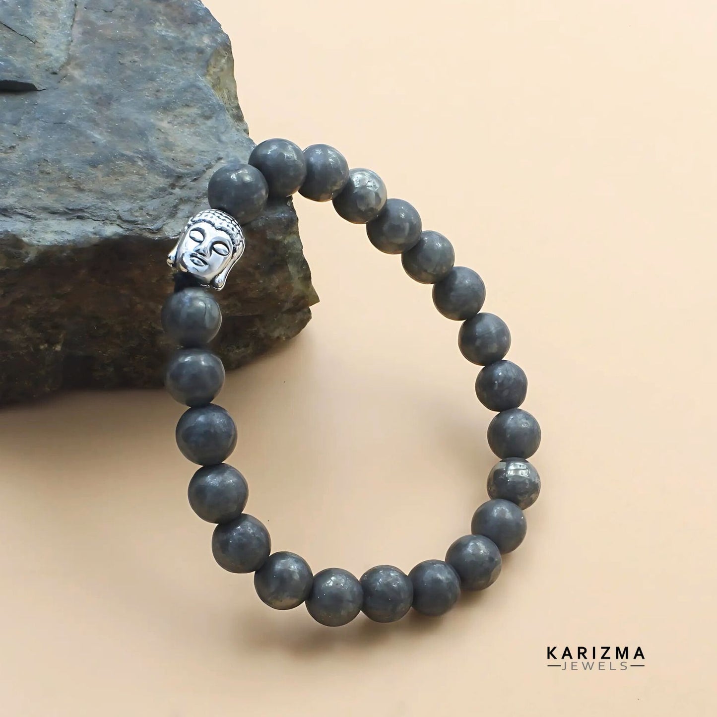 Reiki Crystal Products Pyrite Beads Buddha Face Bracelet for Men and Women