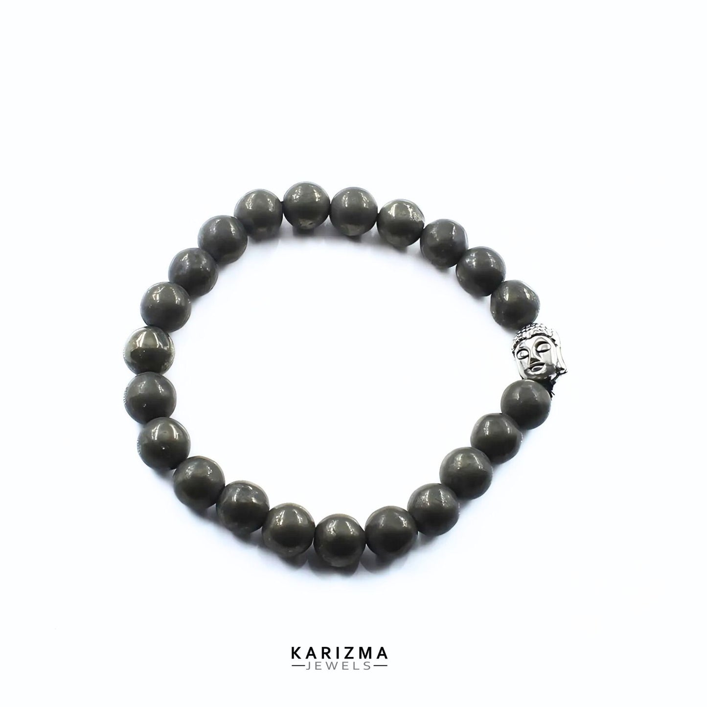 Reiki Crystal Products Pyrite Beads Buddha Face Bracelet for Men and Women