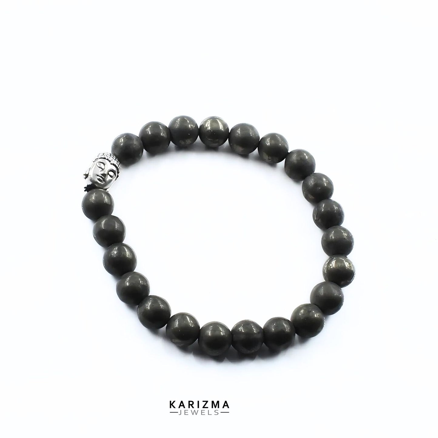 Reiki Crystal Products Pyrite Beads Buddha Face Bracelet for Men and Women