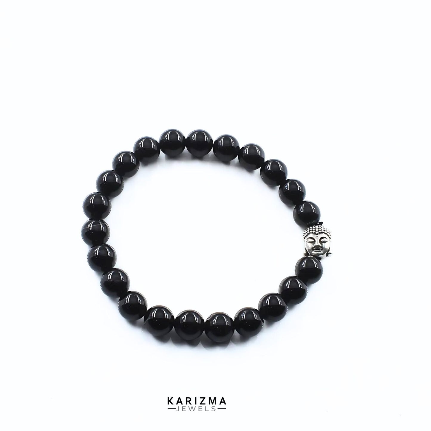 Natural Black Tourmaline Stones Reiki Healing Buddha face Bracelet for Men and Women