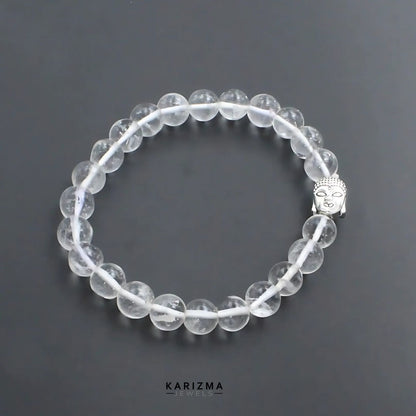 Clear Crystal Quartz Reiki Crystal Products with Buddha Head stones Bracelet for Men and Women