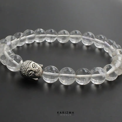 Clear Crystal Quartz Reiki Crystal Products with Buddha Head stones Bracelet for Men and Women