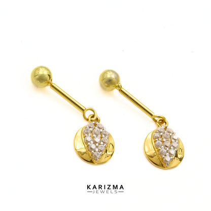 18k Real Gold Excellent Bugadi Drops & Danglers CZ Earring for Women and Girls