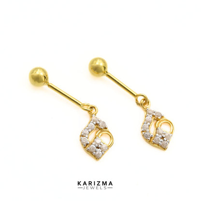 18k Real Gold amazing Bugadi Drops & Danglers CZ Earring for Women and Girls