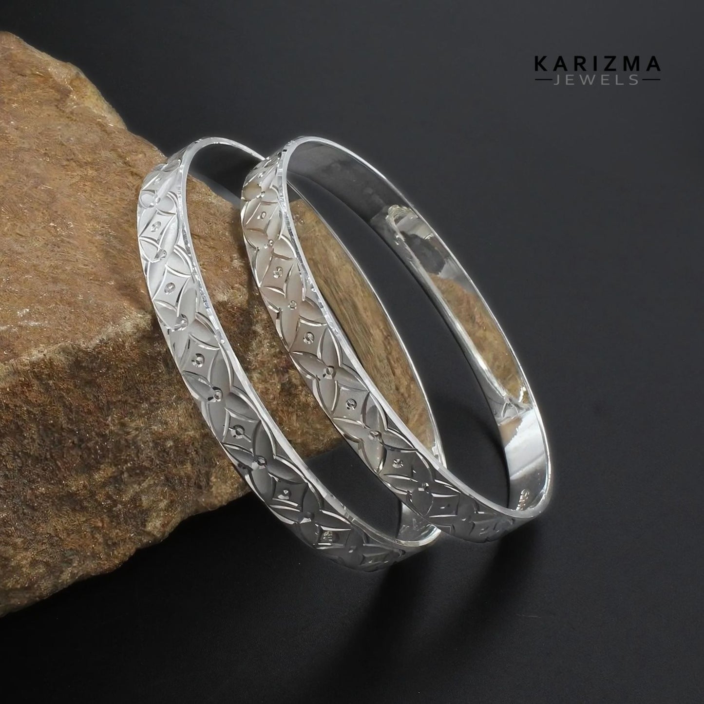 990 Real Silver Women Daily wear Bangles Bracelet (Kangan) Pair - 6.5 CM