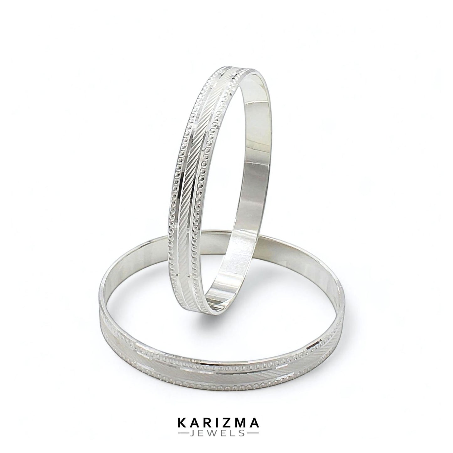 990 Real Sterling Silver Women party wear Bangles Bracelet (Kangan) Pair - 6.2 CM