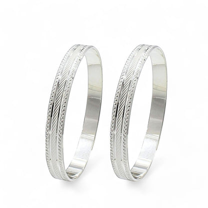 990 Real Sterling Silver Women party wear Bangles Bracelet (Kangan) Pair - 6.2 CM