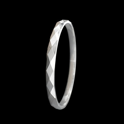 990 Real Silver amazing diamond cut Men's round Bangle Bracelet - 6 CM