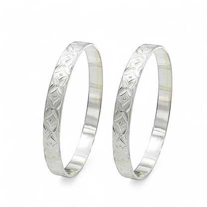 990 Real Silver Women daily wear  Bangles Bracelet (Kangan) Pair - 6.5 CM