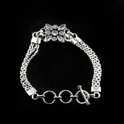 Indian Boho Real Silver CZ Oxidized Bracelet