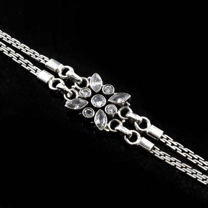 Indian Boho Real Silver CZ Oxidized Bracelet