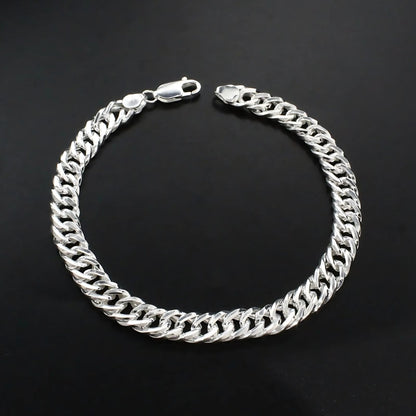 925 Real Silver Cuban Link Men's Chain Bracelet 8.5"