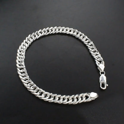 925 Real Silver Cuban Link Men's Chain Bracelet 8.5"