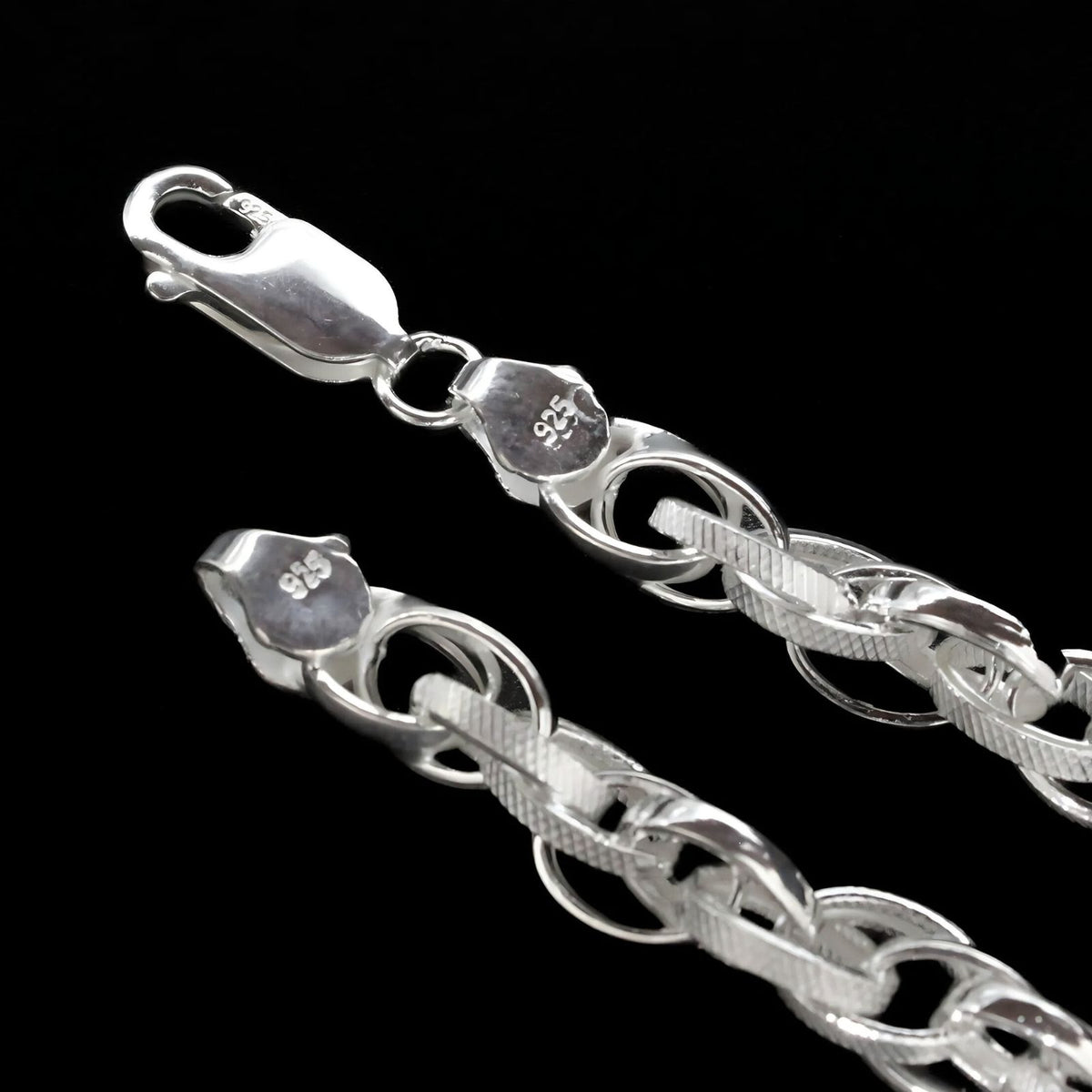 925 Real Silver Authentic Oval Link Men's Chain Bracelet 8"