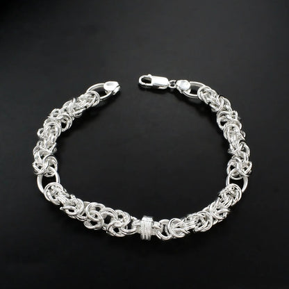 925 Real Silver Elegant Men's Chain Bracelet 8.5"
