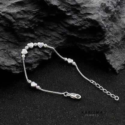 925 Sterling Silver unique trendy Heart Tennis Bracelet for Girls