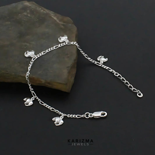 925 Sterling Silver best gifting five elephant Bracelet for Girls