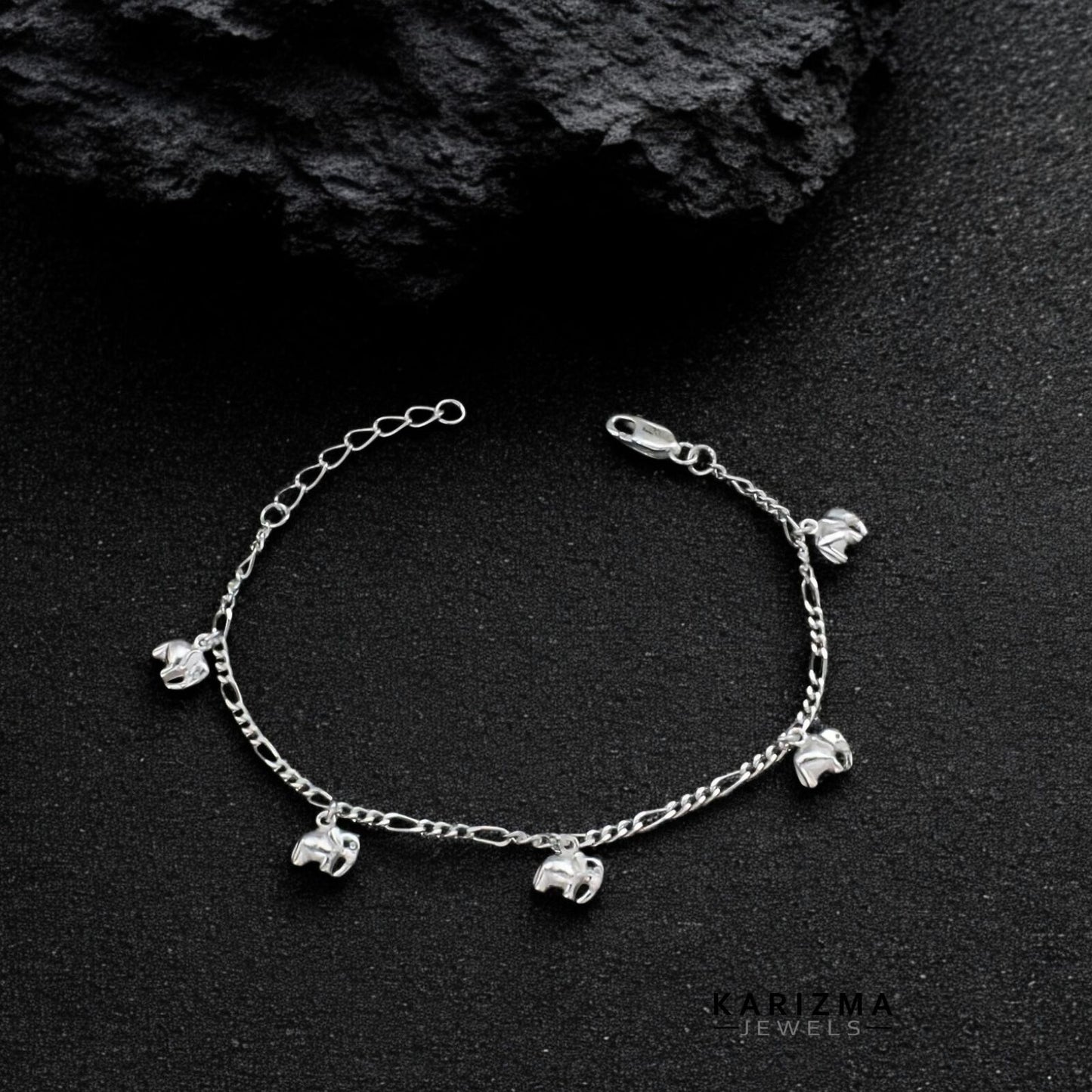 925 Sterling Silver best gifting five elephant Bracelet for Girls