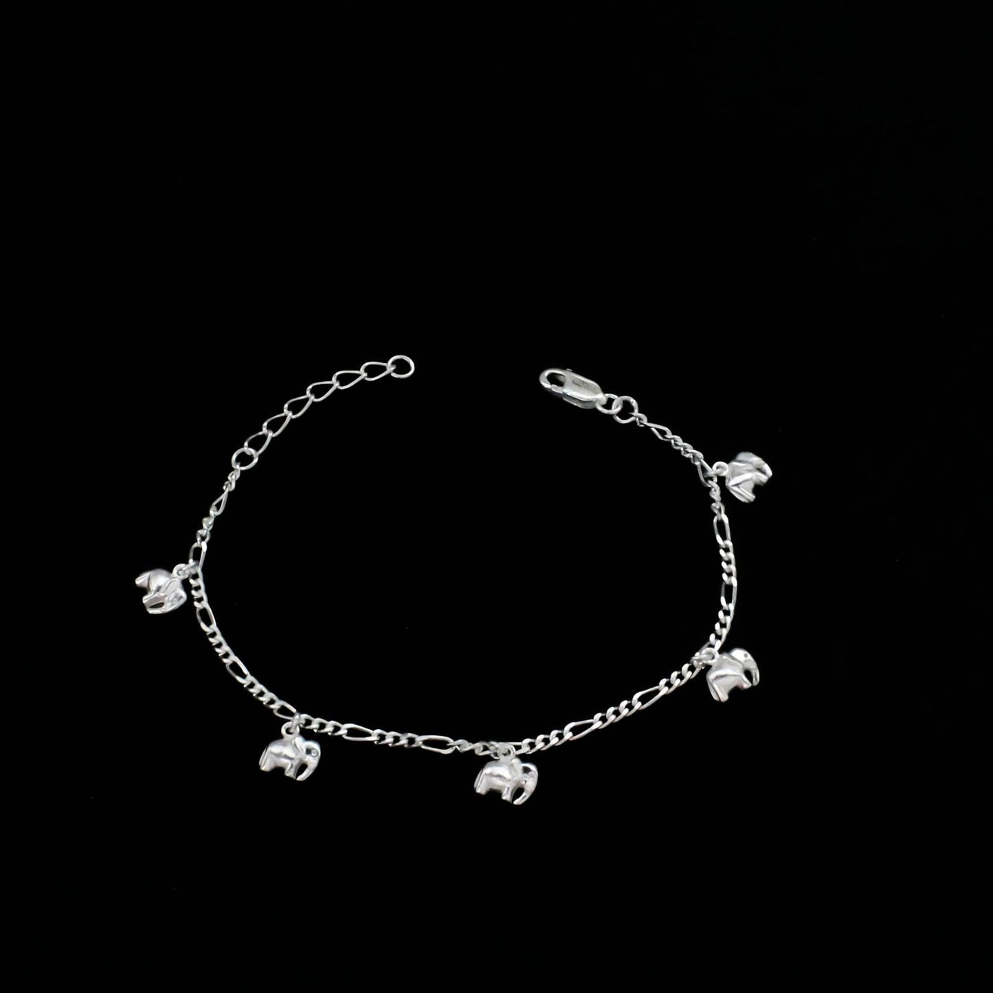 925 Sterling Silver best gifting five elephant Bracelet for Girls