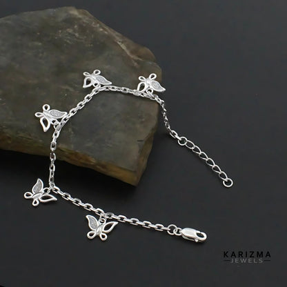 925 Sterling Silver cute Butterfly Charms Bracelet for Girls