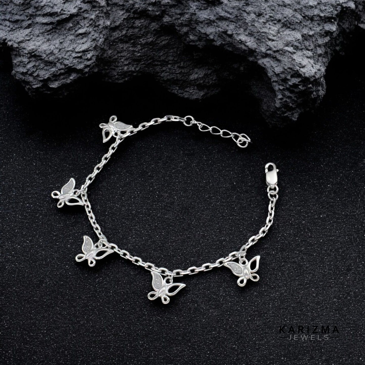 925 Sterling Silver cute Butterfly Charms Bracelet for Girls