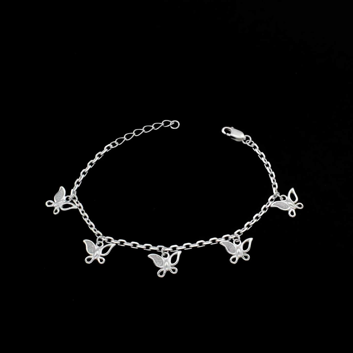 925 Sterling Silver cute Butterfly Charms Bracelet for Girls