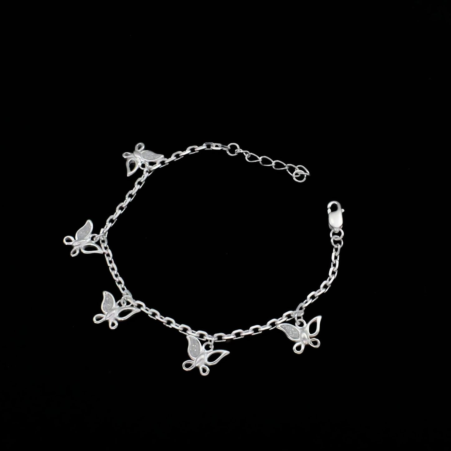 925 Sterling Silver cute Butterfly Charms Bracelet for Girls