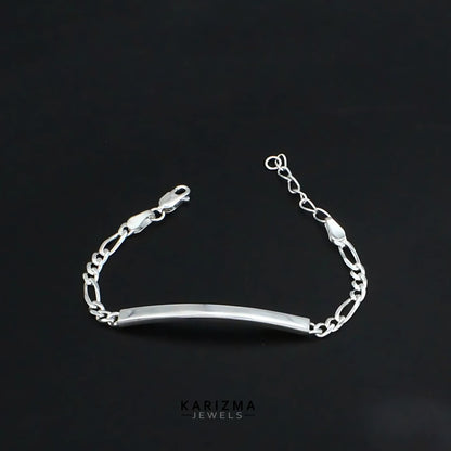 925 Sterling Silver Classic Figaro Chain Elegant handmade kids Bracelet