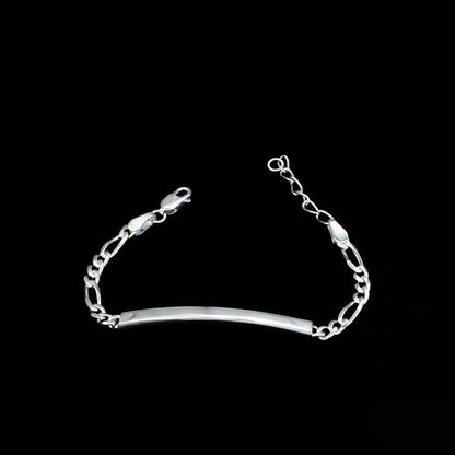 925 Sterling Silver Classic Figaro Chain Elegant handmade kids Bracelet