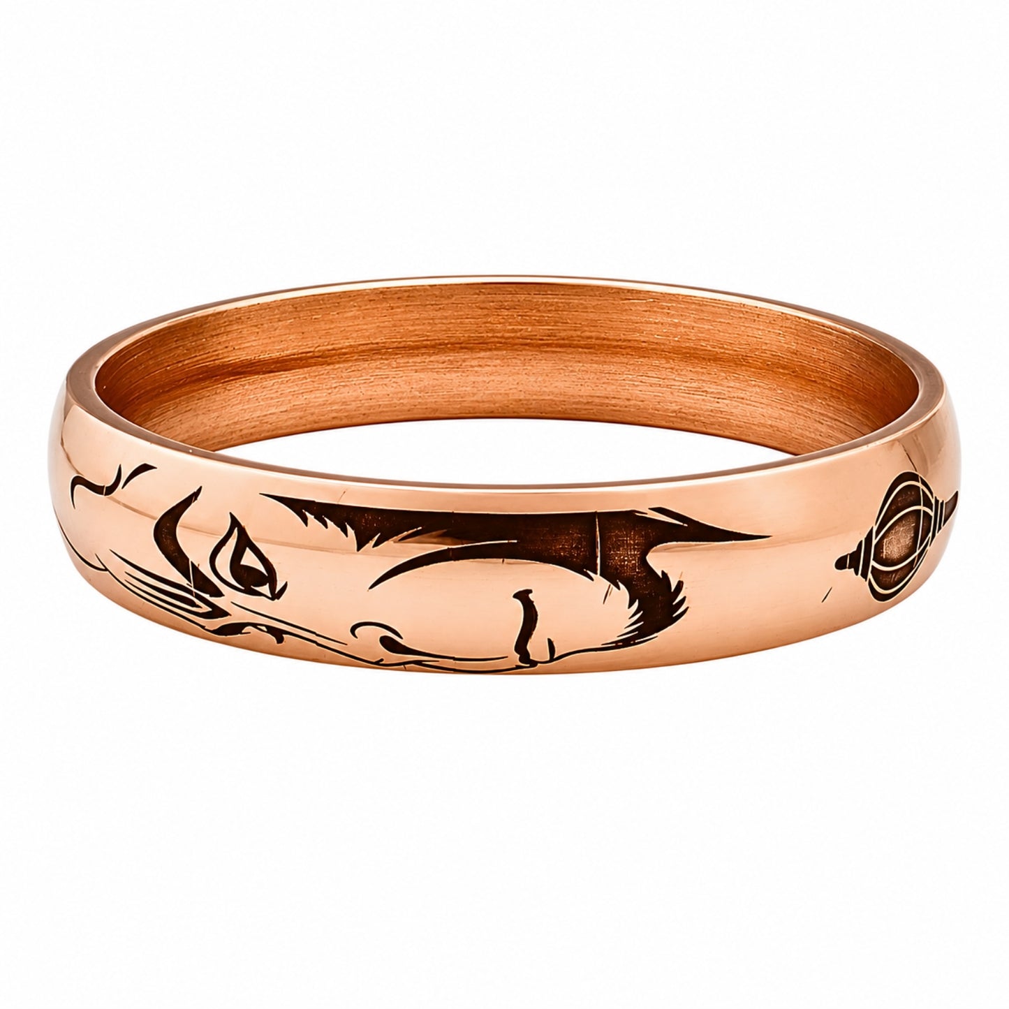 Jai Shri Ram Copper Kada Hanuman Face & Gada Permanent Deep Engraved Bangle