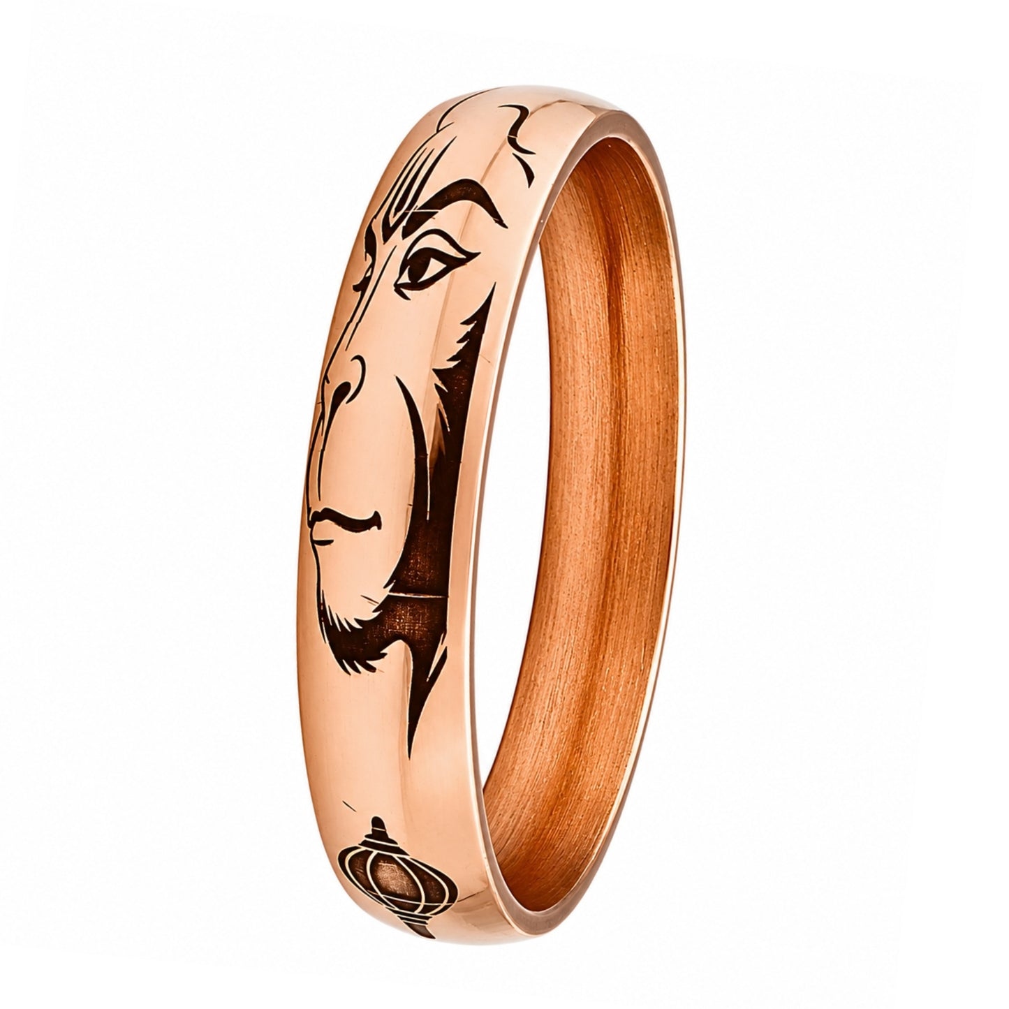 Jai Shri Ram Copper Kada Hanuman Face & Gada Permanent Deep Engraved Bangle