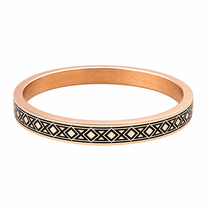 Geometric Diamond Pattern Engraved Copper Kada Bangle for Men