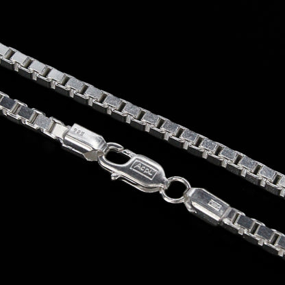 925 Real Sterling Silver Venetian Link Neck Chain 20"