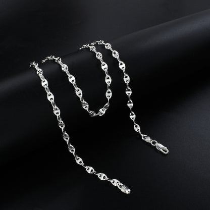925 Real Sterling Silver Puffed Mariner Neck Chain 20"