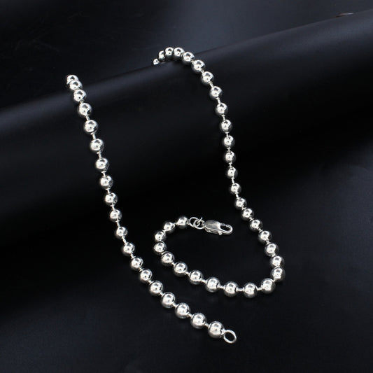 925 Real Sterling Silver Ball Bead Neck Chain 20"