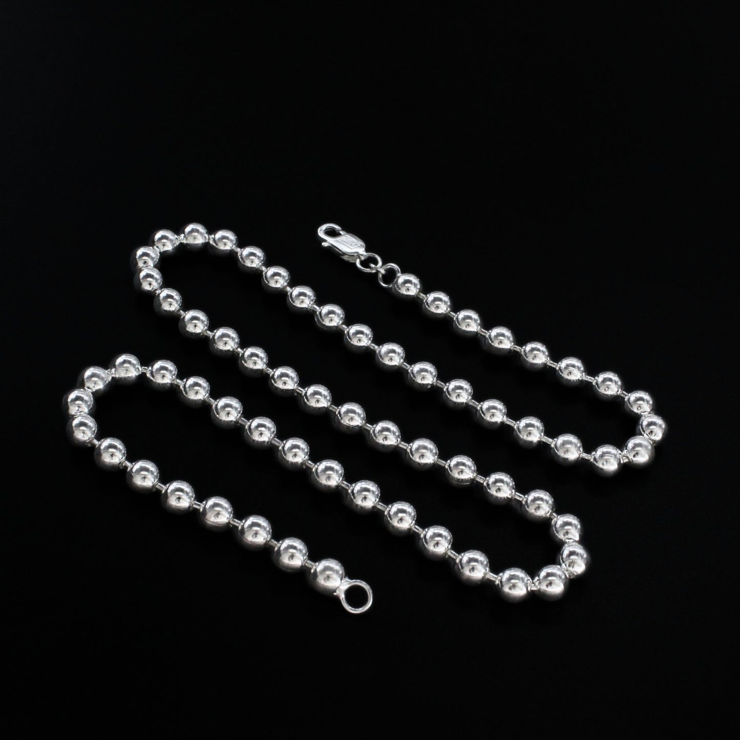 925 Real Sterling Silver Ball Bead Neck Chain 20"