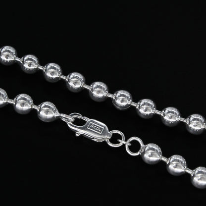 925 Real Sterling Silver Ball Bead Neck Chain 20"