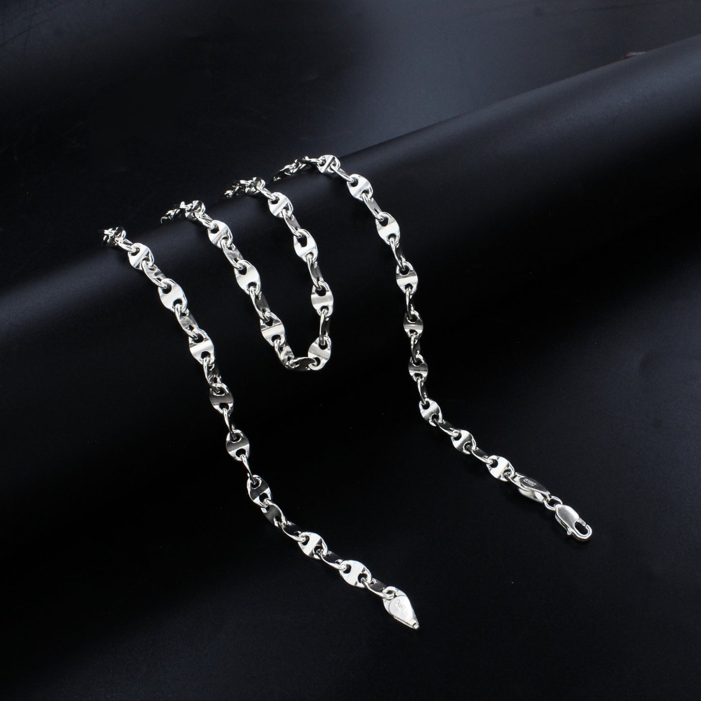 925 Sterling Silver Unisex Puffed Mariner Neck Chain 20"