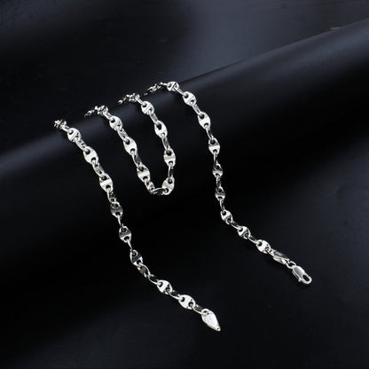 925 Sterling Silver Unisex Puffed Mariner Neck Chain 20"